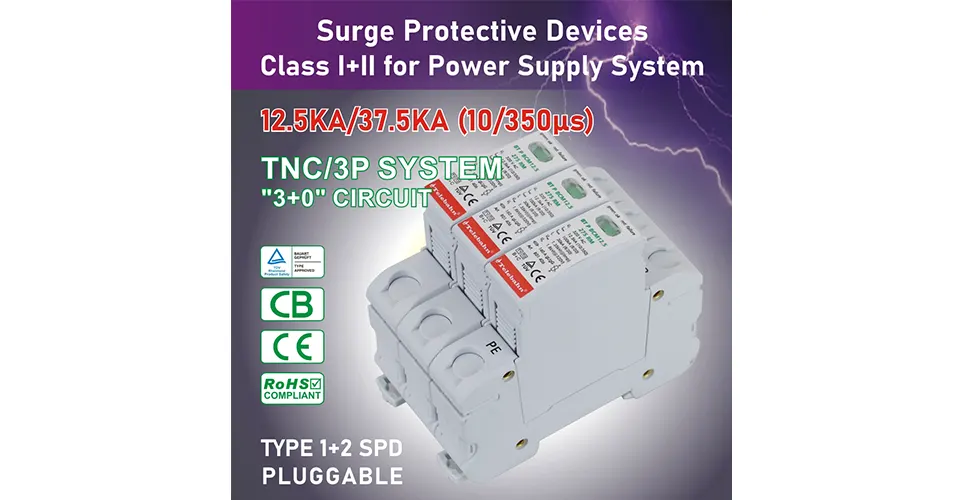 Type 1 + Type 2 Surge Protector for Overvoltage Protection