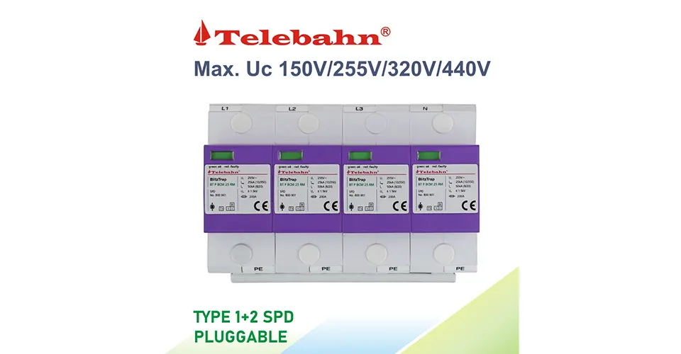 CE Marked 25kA T1+T2 Surge Suppressor